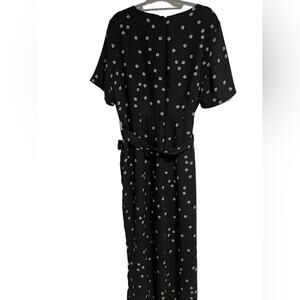 VINCE CAMUTO Elbow Sleeve Ditsy Re-set Belted Jumpsuit RICH BLACK sz 18W